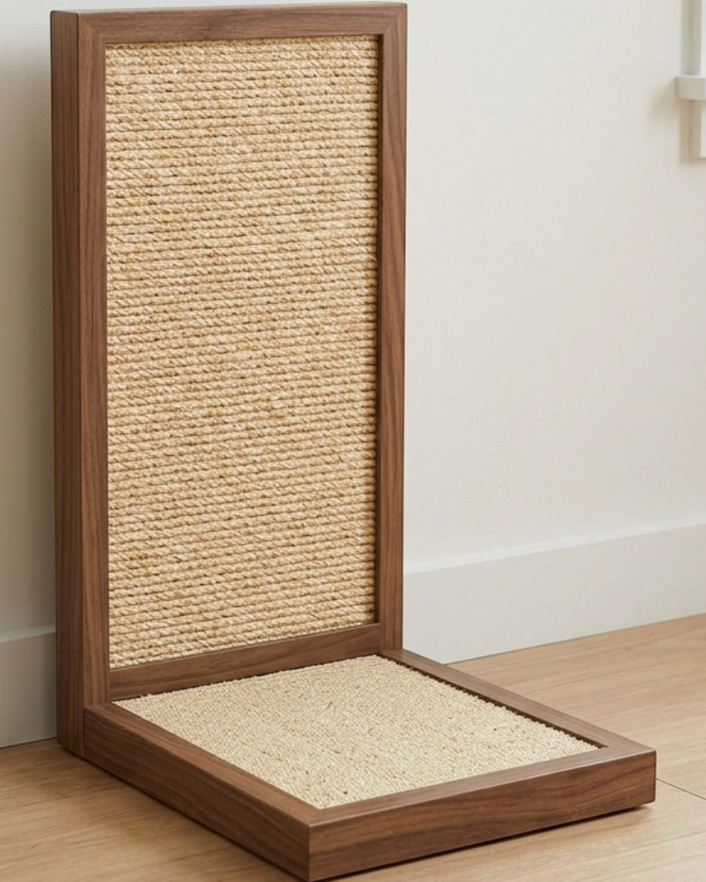 Thwgn L-Shape Sisal Cat Scratching Board Walnut Natural - Lifestyle view