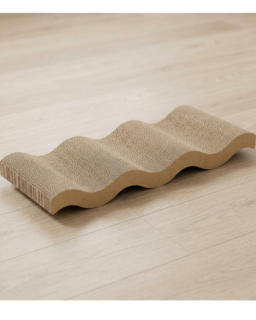 Thwgn Reversible Wave Corrugated Cat Scratcher 24 Inch Oatmeal - Lifestyle view