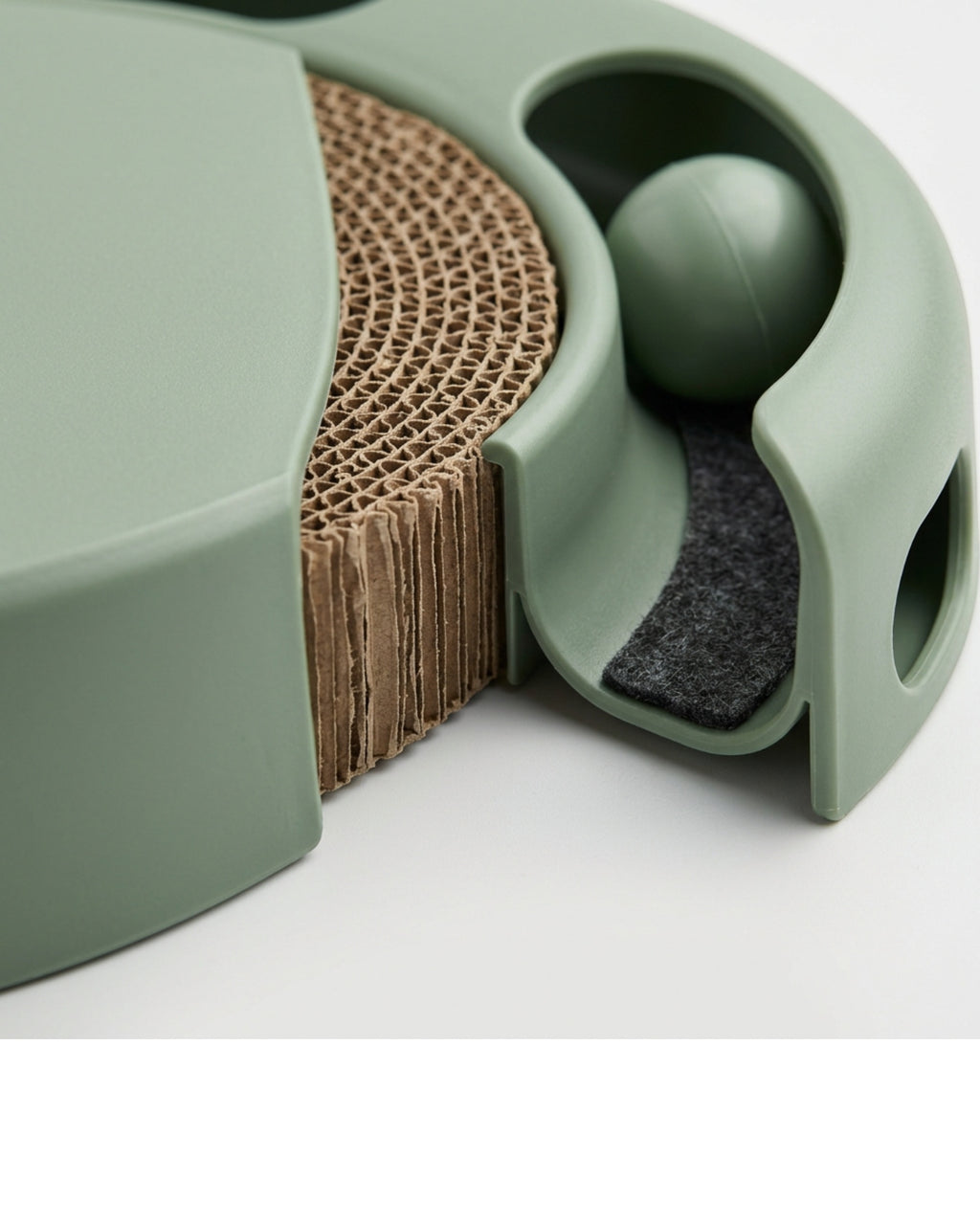 Thwgn Round Track Corrugated Cat Scratcher 16 Inch Sage - Detail view